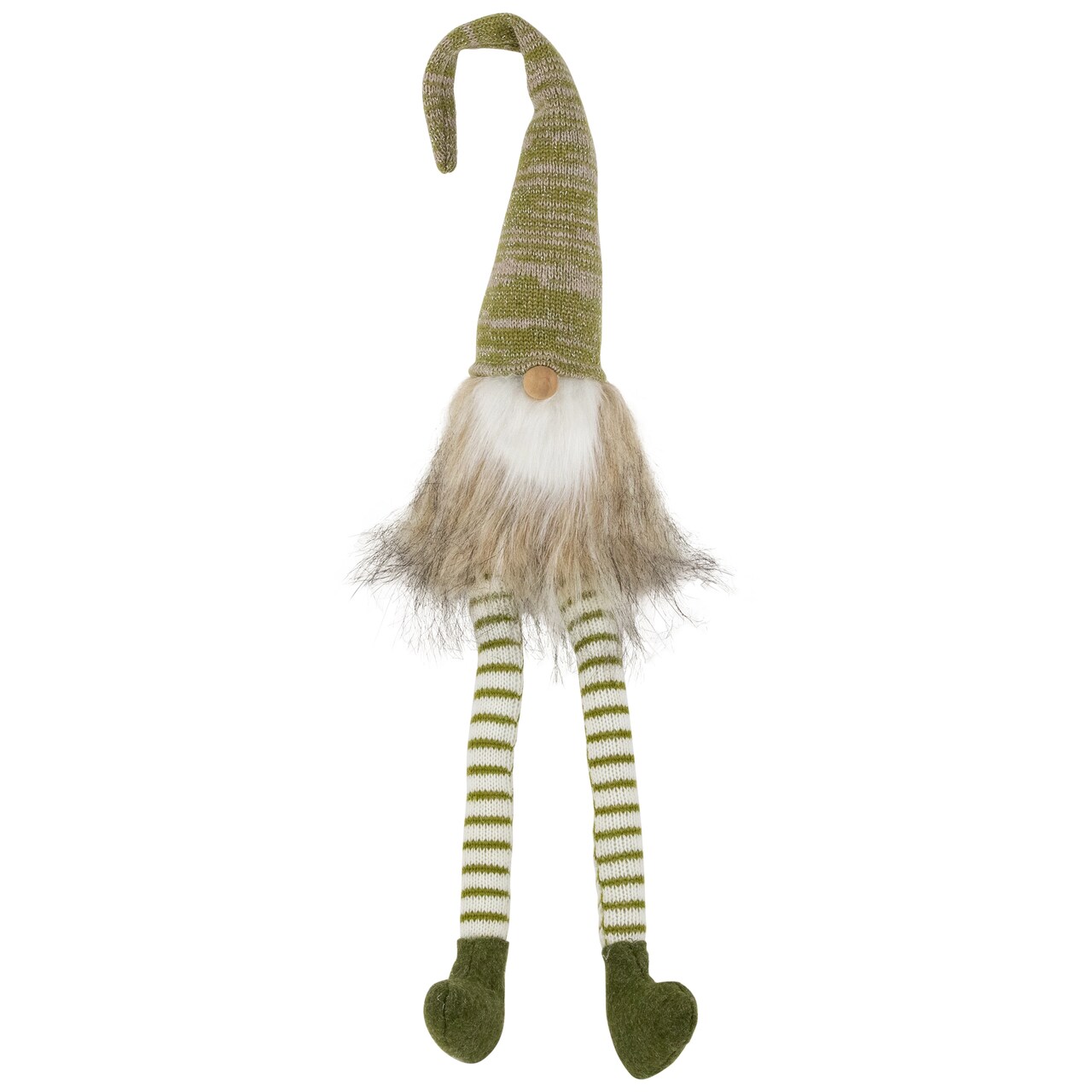 Northlight Sitting Gnome with Knitted Hat and Dangling Legs Christmas Figure - 29" - Green